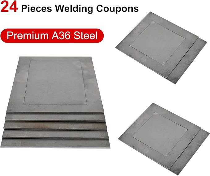 Welding Practice Kit，24-Piece 3x5” Welding Coupons with Premium 18-Gauge Steel Plates for MIG,Suitable for welding practice and improving welding skills…