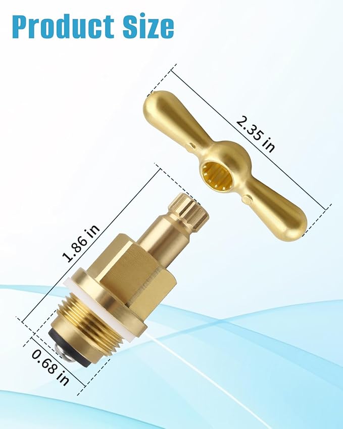 PK1100 Brass Globe Valve Stem and Bonnet Kit with Handle Fit for Arrowhead Hose Bibs, Boiler Drains, Sill Faucets