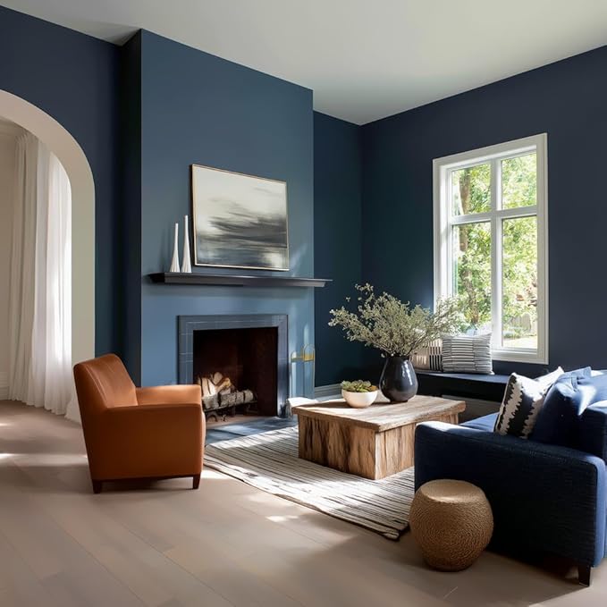 EVOLVE Interior Paint & Primer, Eggshell (Deep Blue), 1 Gallon – One-Coat Coverage, Excellent Hide, Low VOC, Low Odor, Washable Paint for Walls, Doors & Trim