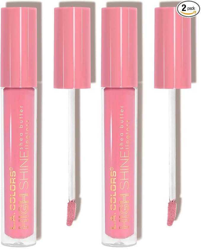 L.A. COLORS High Shine Shea Butter Lip Gloss, Baby Cakes, 0.14 Oz (Pack of 2)