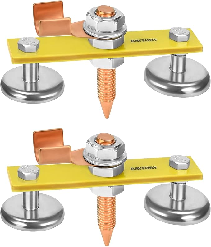 BAYTORY Upgrade Magnetic Welding Support Ground Clamp Tools, 2-Piece Twin Welding Magnet Head, Strong Magnetism Large Suction, Copper Tail Welder Stability Clamps