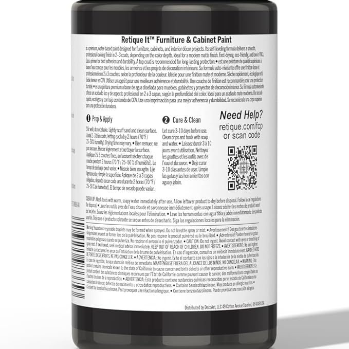 Retique It Chalk Furniture Paint, 32 Fl Oz (Pack of 1), 08 Midnight Black