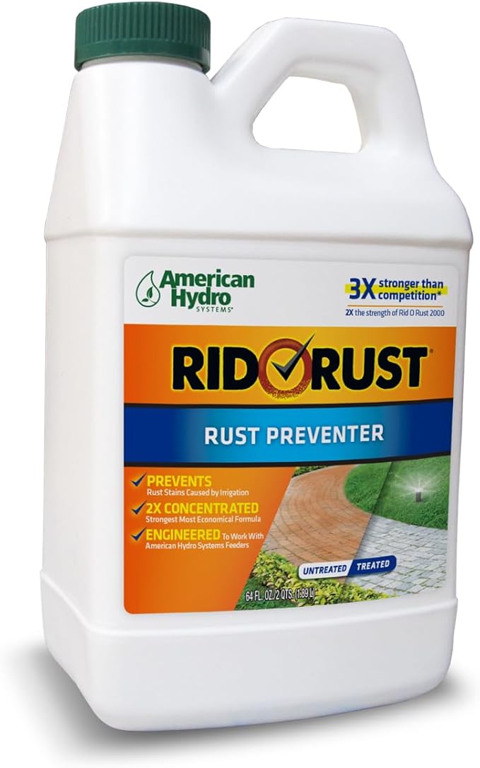 Pro Products American Hydro Systems RR1 Rid O' Rust 2X Concentration Rust Stain Preventer for Irrigation Systems and Exterior Surfaces, 64 Fl. Oz. Bottle, Pack of 2