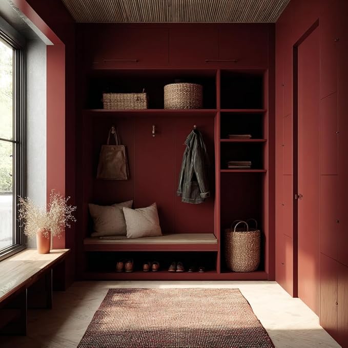 EVOLVE Interior Paint & Primer, Eggshell (Burgundy), 1 Gallon – One-Coat Coverage, Excellent Hide, Low VOC, Low Odor, Washable Paint for Walls, Doors & Trim