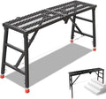 Foldable Scaffolding Platform, 70.9x15.8x35.8-61.4 Inch Heavy Duty Portable Work Platform with Adjustable Legs, 770 Lbs Capacity Platform Ladder for Stairs & Uneven Ground, Home Improvement