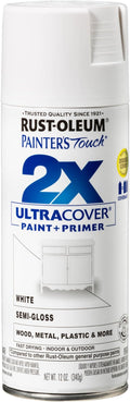 Rust-Oleum 249060 Painter's Touch 2X Ultra Cover Spray Paint, 12 oz, Semi-Gloss White