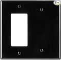 Bates- Combination Wall Plate, 4.8"x4.9", Decorator/Blank, Black, Unbreakable Polycarbonate Thermoplastic, 2 Gang Wall Plate for Electrical Outlets