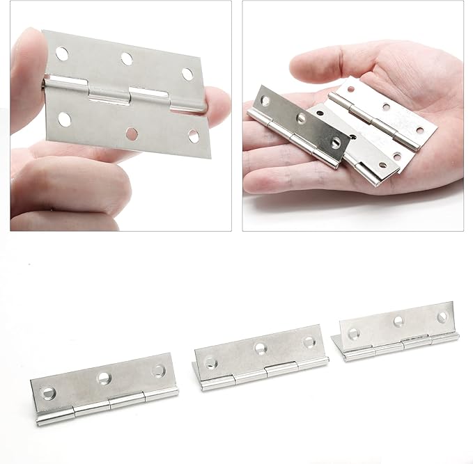 2.5 Inch Stain Nickel Door Hinges, 10 Pcs Stainless Steel Folding Butt Hinges with Screws