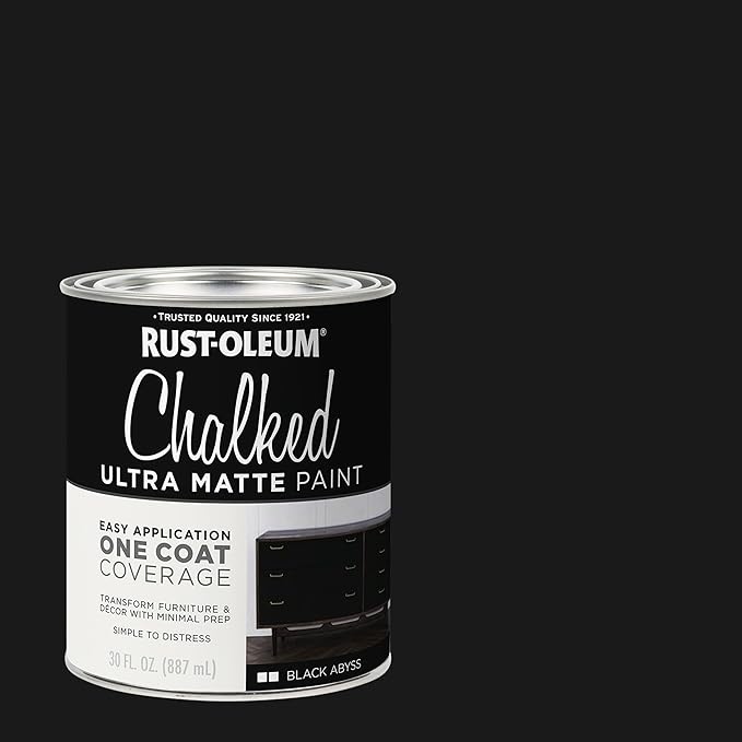 Rust-Oleum Black Abyss Chalked All-in-One Ultra Matte Paint | One Coat Coverage | No Primer, Sanding, Or Topcoat Needed | Easy Clean Up | Made in USA | 30 OZ