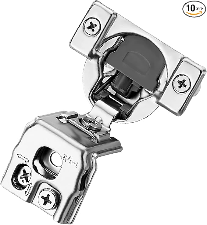 Ravinte 10 Pack 5 Pairs 1-1/2 inch Overlay Soft Close Hinges for Kitchen Cabinet Hinges Satin Nickel Hidden Hinges Stainless Steel Concealed Hinge self Closing