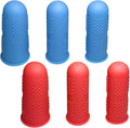 BEADNOVA Finger Cot Silicon Finger Gloves Protector for Electronic Repair Painting Jewelry Cleaning Crafting Industrial Apply (Pack of 6-3 Size, Blue & Red Color)
