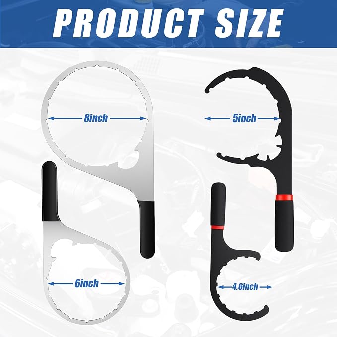 4 Pcs Fuel Filter Wrench 4.6'' & 5'' & 6'' & 8'' Black | Compatible with Diesel Engines Water Separator, Cap Claw Grip Design, Metal Plastic Build, Easy Removal