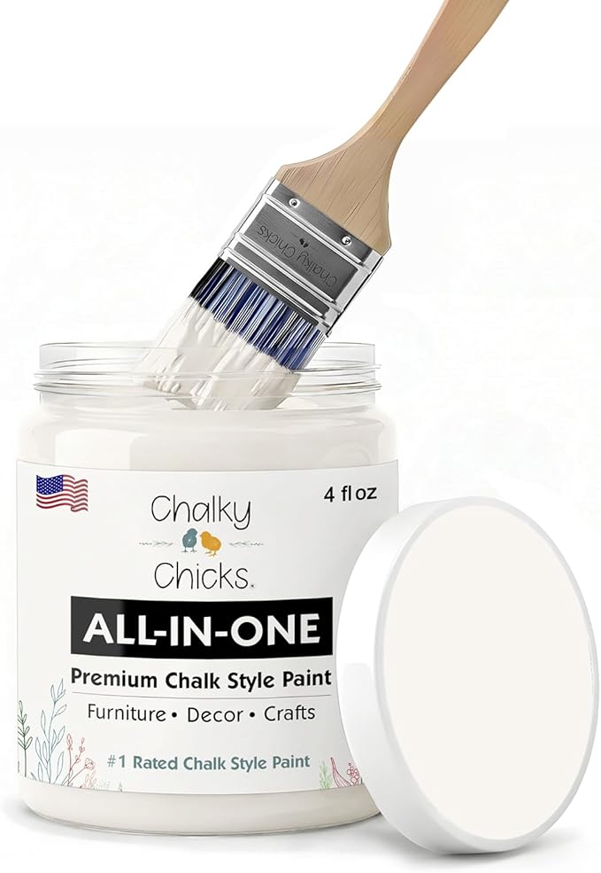 Chalky Chicks 4 Fl Oz Matte Old Lace (Off White) Chalk Paint for Furniture Without Sanding - No Prep Furniture Paint No Sanding All in One for Crafts, Wood, Walls, Cabinet, Metal, Dresser, Farmhouse