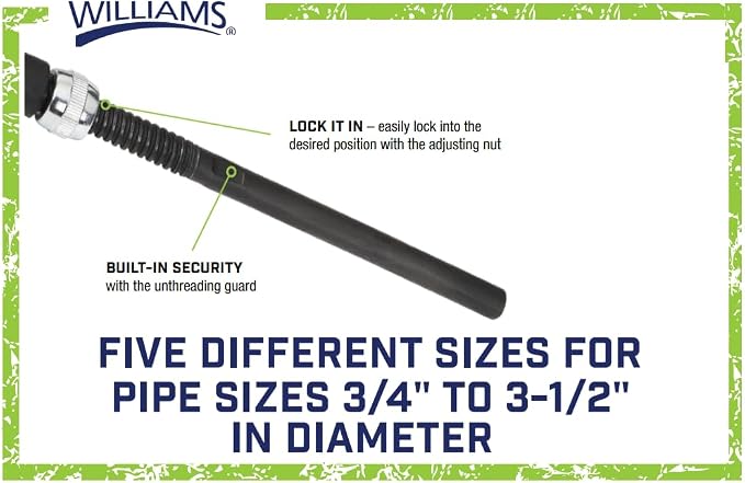 Williams JHW142 Universal Pipe Wrench, 14-1/2" Overall Length with a Maximum Jaw Opening of 2-1/16"