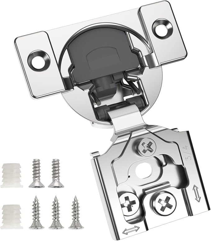 Chibery 6 Pack 3/4" Overlay 3D Soft Close Concealed Hinge for Face Frame Door, Smooth Slow Self Closing Hinges, Satin Nickel, Hidden 105° Open Angle Stainless Steel Hinge for Kitchen Cabinet Door