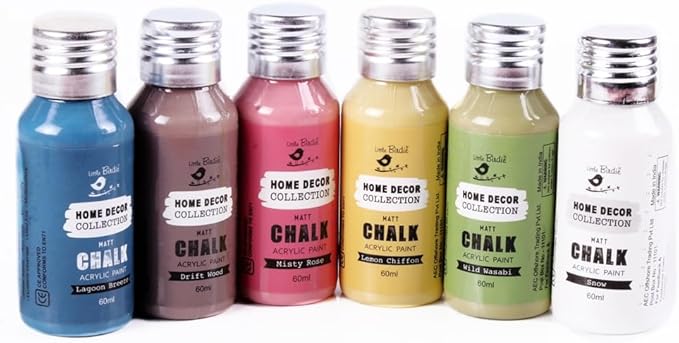 Little Birdie Chalk Paint Set - Matte Acrylic Painting Supplies for DIY Crafts, Furniture, Indoor Outdoor - Multisurface, Non Toxic, 60mL Bottles, Country Side