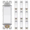 AIDA 10 Pack 3 Way Decorative Light Switch, 15Amp, 120/277 Volt, AC Decorator Rocker Paddle Wall Switch Replacement, UL Listed - Residential and Commercial Grade,Glossy White