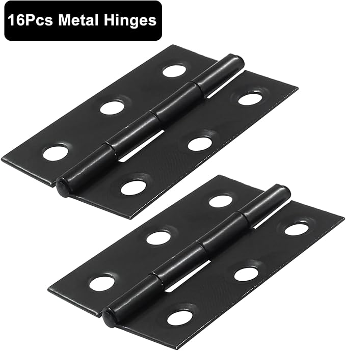 Murtenze 16 Pack 2 Inch Door Hinges, Black Butt Hinges with Mounting Screws