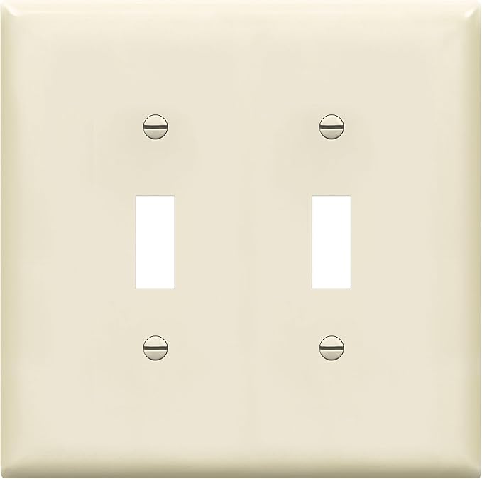 ENERLITES Toggle Light Switch Wall Plate, Gloss Finish, Midway Size 2-Gang 4.88" x 4.92", Unbreakable Polycarbonate Thermoplastic, UL Listed, 8812M-LA, Light Almond