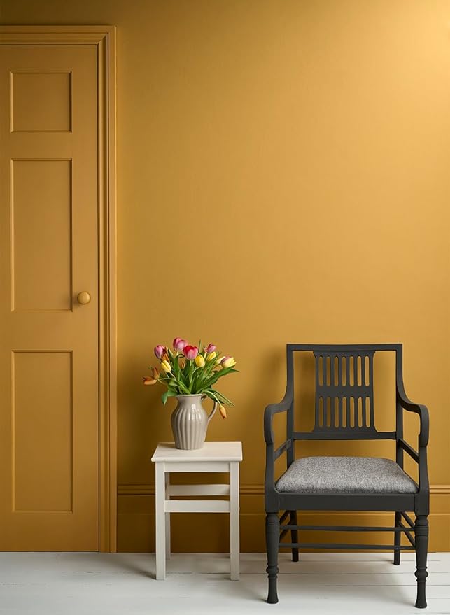 Annie Sloan Satin Paint (Carnaby Yellow, 25 Fl Oz/750 mL). Soft sheen for interior wood and metal. Self-leveling, all-in-one paint with no wax or lacquer required.