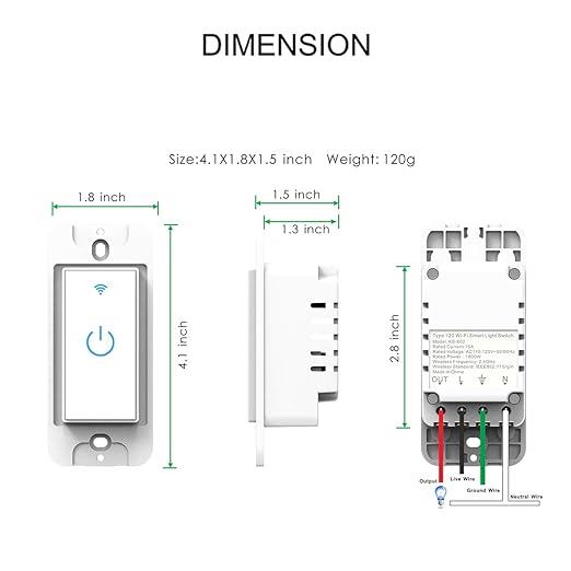 Wifi Smart Switch, Wifi Light Switch 2 Packs, Compatible with Alexa and Google Home, App Remote Control with Timing Funtion, No Hub Required (Neutral Wire Required)