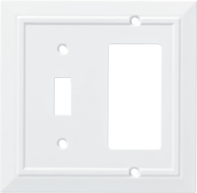 Franklin Brass Classic Architecture (1-Pack) Decorative Light Switch Covers Combination Pure White Toggle, Decorator/Rocker Combo | Wall Plate Outlet Cover Switch Plates W35246-PW-C