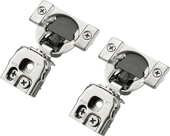 50 Pack 25 Pairs 1 Inch Overlay Soft Close Hinges for Kitchen Cabinet - Satin Nickel Hidden Concealed Hinge - Stainless Steel Self Closing