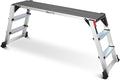 Aluminum Work Platform, Folding Work Platform Two Step Ladder, 50"×12"×27" Heavy Duty Ladder 𝐋𝐚𝐫𝐠𝐞 𝐒𝐢𝐳𝐞 Step Stool for Home, Office, Workshop and Garage