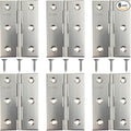 6 Pack Stainless Steel Folding Hinges, 3 Inch Door Hinges, Small Cabinet Hinges with 36 Screws for Wooden Cabinets, Boxes, Crafts and Lightweight Projects