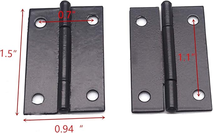 XMHF Folding Butt Hinge, Cabinet Gate Closet Door Hinge 1-1/2'' Long Home Furniture Hardware with Mounting Screws Black, Pack of 12