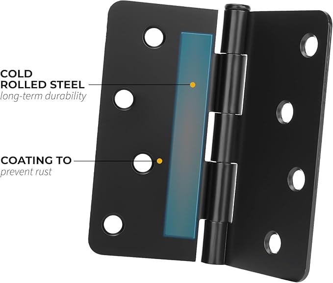 goldenwarm Door Hinges Interior & Exterior Door Hinge 4 Inch 6Pack Black