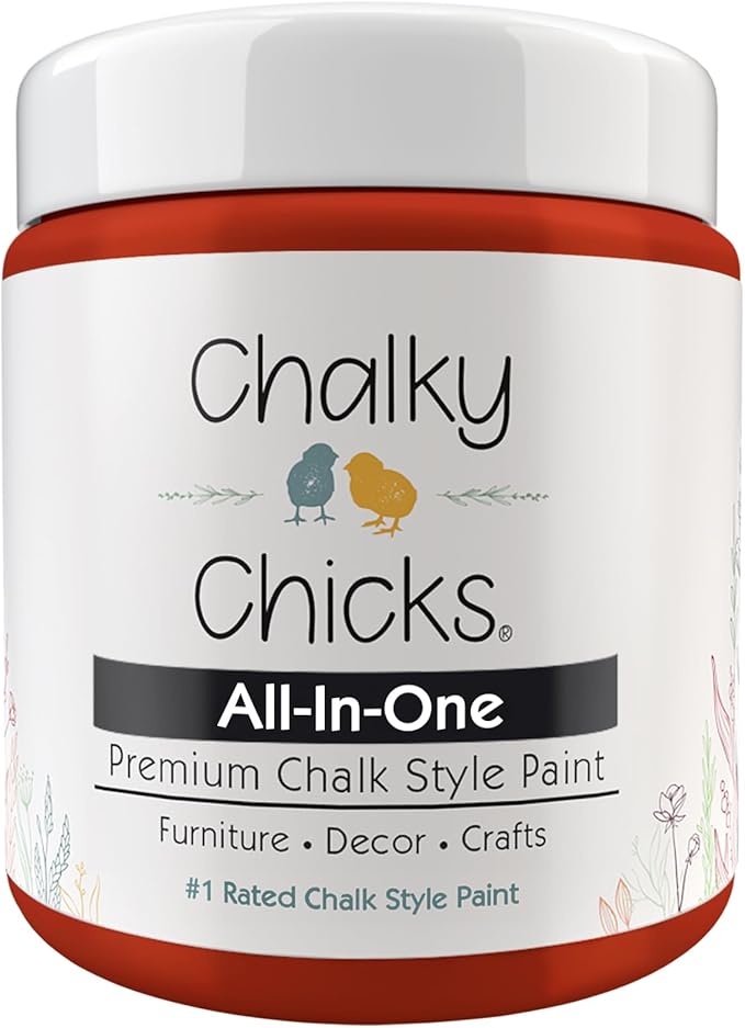 Chalky Chicks 4 Fl Oz Matte Emmy's Red (Orange Red) Chalk Paint for Furniture Without Sanding - No Prep Furniture Paint No Sanding All in One for Crafts, Walls, Cabinet, Metal, Dresser, Farmhouse