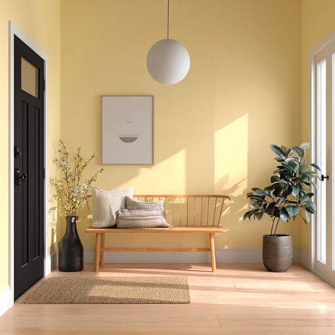 EVOLVE Interior Paint & Primer, Eggshell (Honey Yellow), 5 Gallon – One-Coat Coverage, Excellent Hide, Low VOC, Low Odor, Washable Paint for Walls, Doors & Trim
