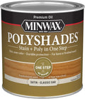 Minwax PolyShades Wood Stain + Polyurethane Finish – ½ Pint, Classic Oak, Satin