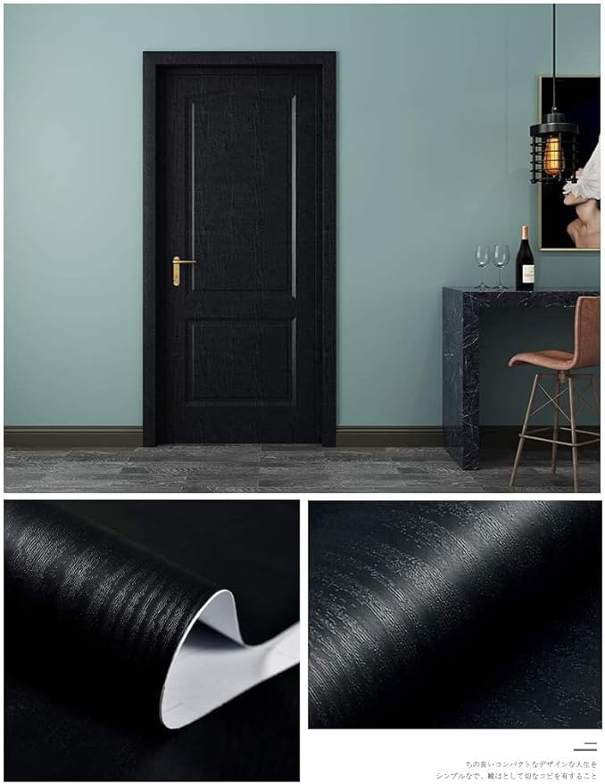 tiltil Black Wood Peel and Stick Wallpaper Wood Contact Paper 11.8" × 590" | Self-Adhesive Wallpaper Removable Waterproof Wall Paper Vinyl for Countertop Furniture Kitchen Countertop Easy to Clean