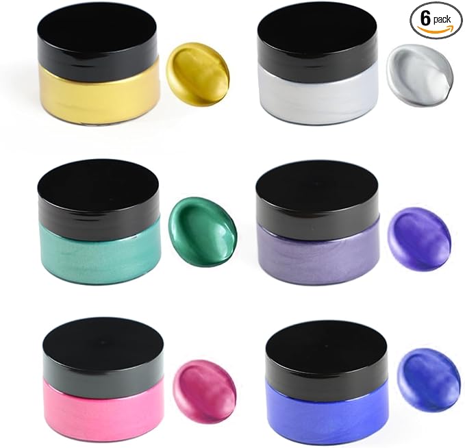 DGAGA Metallic Acrylic Paint,6PCS Iridescent Paint,1.69 OZ/Jar,Chalk Paste Paints Metallic,Metallic Paints for Crafts Color-shifting Glass Paste,Blendable,Paints on Rocks,Wood,Canvas,Fabric,Ceramic