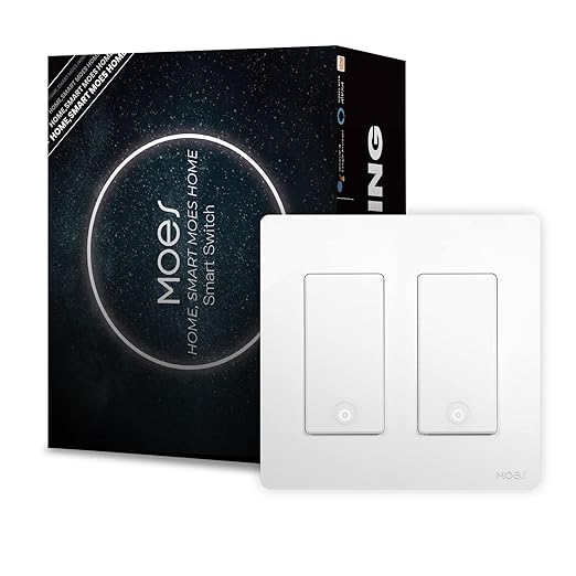 MoesGo 2nd Gen WiFi Smart Light Switch, Smart Wall Switch 2.4GHz WiFi, Neutral Wire Required,Smart Life APP Remote Control, Compatible with Alexa/Google Home, No Hub Needed, White 2-Gang