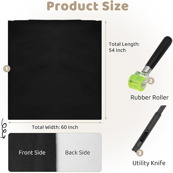 Storystore Foam Backed Suede Headliner Fabric, 54" L x 60" W Car Roof Liner | Black Suede Headliner Material for Cars, Trucks, Suvs, Boats, Rvs and Interior Restoration