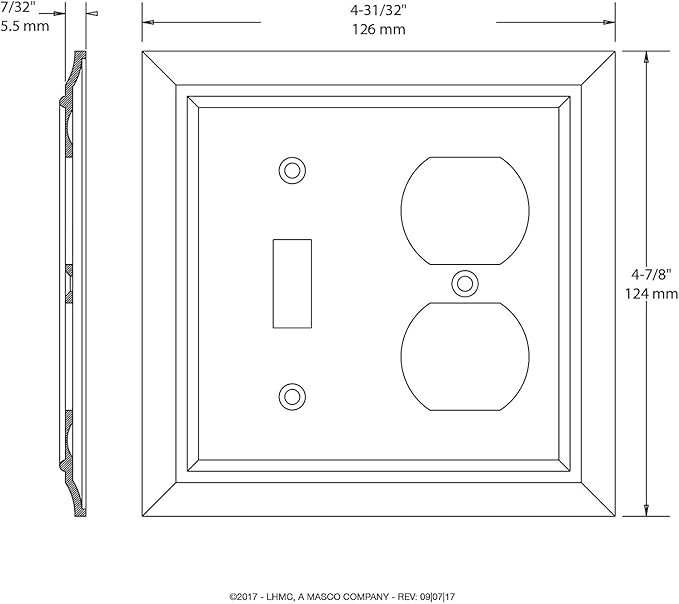 Franklin Brass Architectural (1-Pack) Single Switch/Duplex Combo Matte Black 2-Gang Combination Wall Plate Electrical Outlet Covers 64213