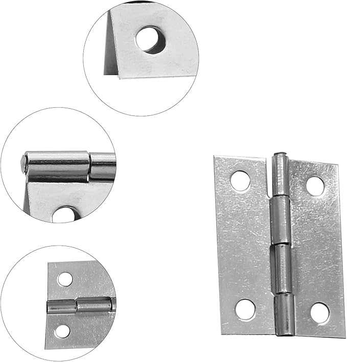 8Pcs 1.5 Inch 304 Stainless Steel Butt Hinges, Sliver Jewelry Box Hinges Small Cabinet Hinge Square Door Hinge Folding Craft Heavy Duty for Furniture Cupboard Drawer