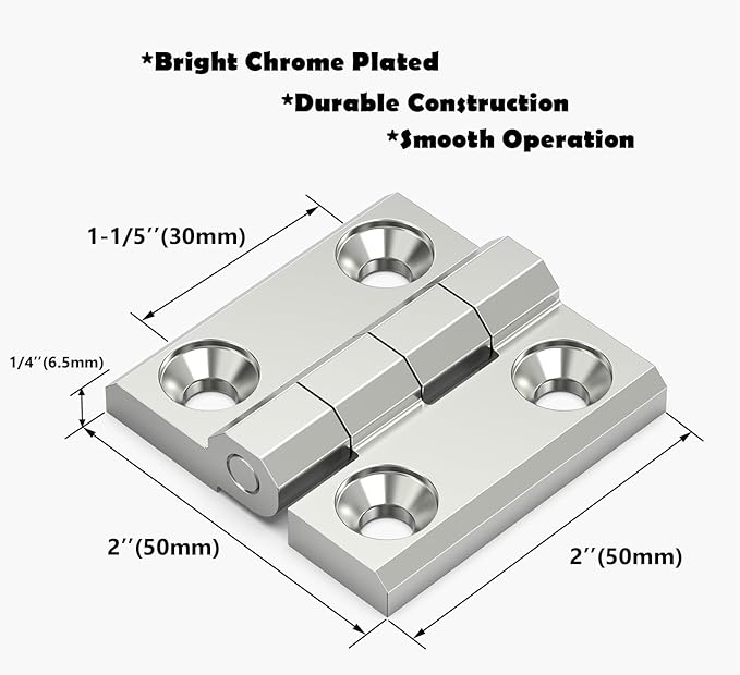 SYINE Heavy-Duty Butt Hinge Zinc Alloy Door Hinge for Closet Cabinet Door,Set of 2,Silver, 2'' x 2''