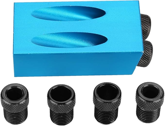 Pocket Hole Jig Kit, 15 Degree Woodwork Oblique Hole Positioner 6/8/10mm for Woodworking Angle Drilling Holes, Angle Carpentry Locator Jig