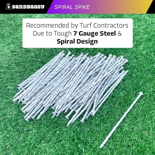 Sandbaggy 6 Inch Galvanized Artificial Turf Stakes - Spiral Landscape Nails - Ground Spikes/Pins for Synthetic Grass, Lawn, Edging, Weed Barrier Fabric, Garden (Steel (7 Gauge), 12000)