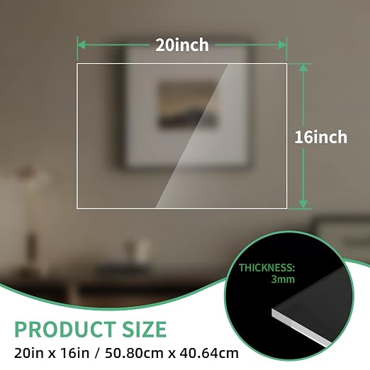 (5 Pack) 1/8”(3mm) Thick Clear Acrylic Sheets,16X20 Plexiglass Sheets for Craft, Sign Blank, DIY Display Project, Cut with Saw or Hand Tools