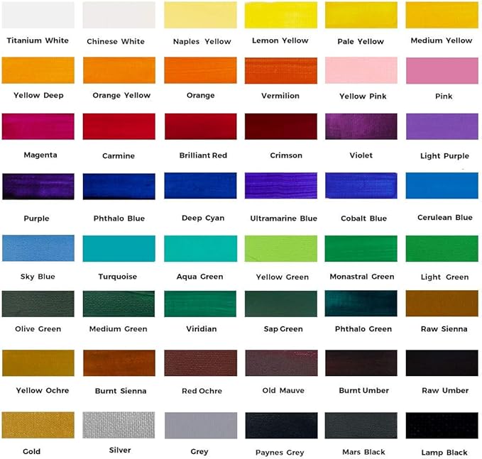 Mont Marte Acrylic Colour Paint Set Signature 48pc x 1.21 US fl.oz (36ml), Acrylic Paint Kit Ideal for Canvas, Wood, Air Dried Clay, Cardboard and More, Great Beginner Acrylic Paint Set, Includes 48 Colors