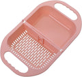 Kitchen Strainers Folding Drain Basket Leaking Fruit Box Vegetable Container Rack Sink With Handle Storage Baskets Tools Kitchen Accessories(Pink)