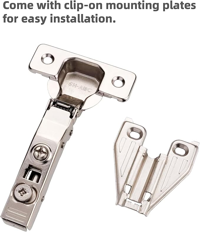 DecoBasics (6 PCS) Full Overlay Soft Close Cabinet Hinges for Kitchen Cabinets - 105° Face Frame Concealed Cabinet Door Hinge -3 Way Adjustability -Clip on Plate & Matching Screw 4 Easy Installation