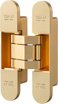 YAGU 5.5 inch Hidden Door Hinge 3 Way Adjustable Invisible Hinges for Doors Zinc Alloy Secret Door Hinges Concealed Door Butt Hinge 180 Degree Swing Matte Gold Door Hinge 1PC
