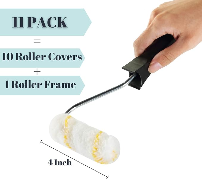 Bates- Paint Rollers, 4 inch Paint Roller with 10 Covers, Wall Painting Tool