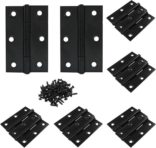12PCS 2.5 Inch Stainless Steel Door Folding Butt Hinges, 2 1/2 Inch Black Metal Bisagras para Puertas with Screws for Door, Furnitures, Windows, Cabinet,Cupboard, Dressers